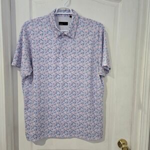 Quieti Geometric Cube Polo Shirt Mens XL Pink Blue Excellent Short Sleeve Golf